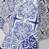 Mantel Rectangular de Algodon Decorado Vintage Azul 145 x 210 cm